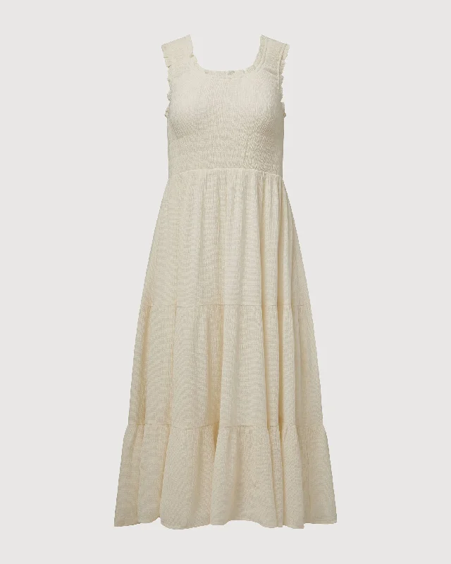 Online Only Scooped Ruffle Midi Dress