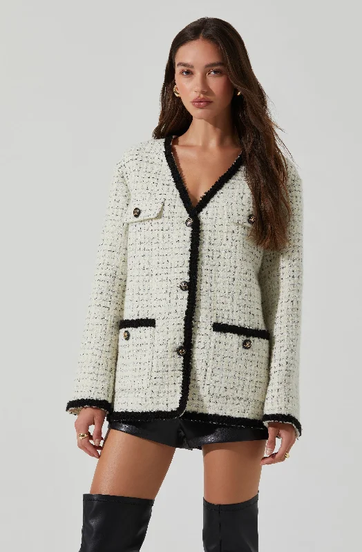 Editha Contrast Tweed Coat