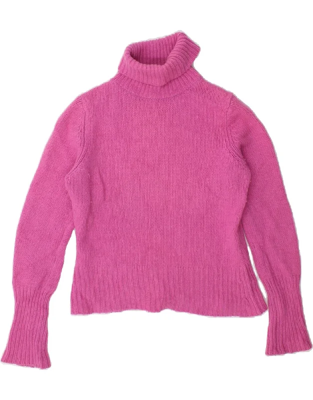 OASIS Womens Crop Roll Neck Jumper Sweater UK 14 Medium Pink Lambswool