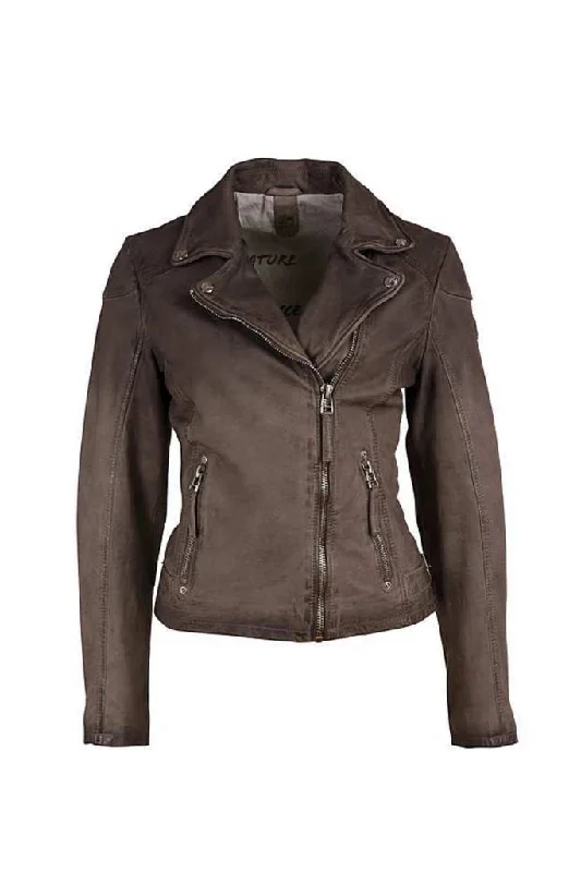 Karyn Leather Jacket - Grey