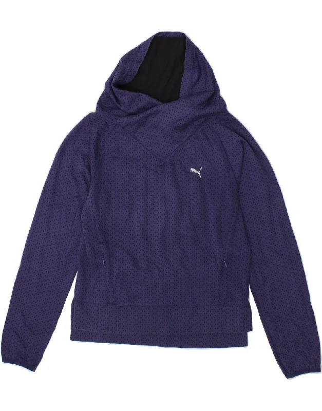 PUMA Womens Sweatshirt Jumper UK 10 Small Purple Spotted Polyester