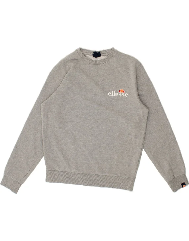 ELLESSE Womens Loose Fit Sweatshirt Jumper UK 12 Medium Grey Cotton