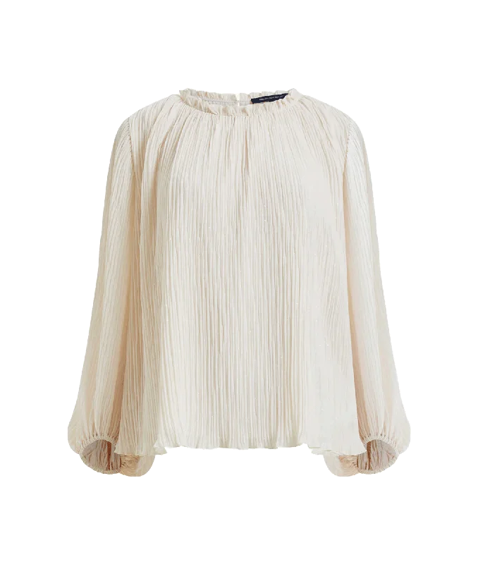 Callie Lurex Pleated Top - Cream