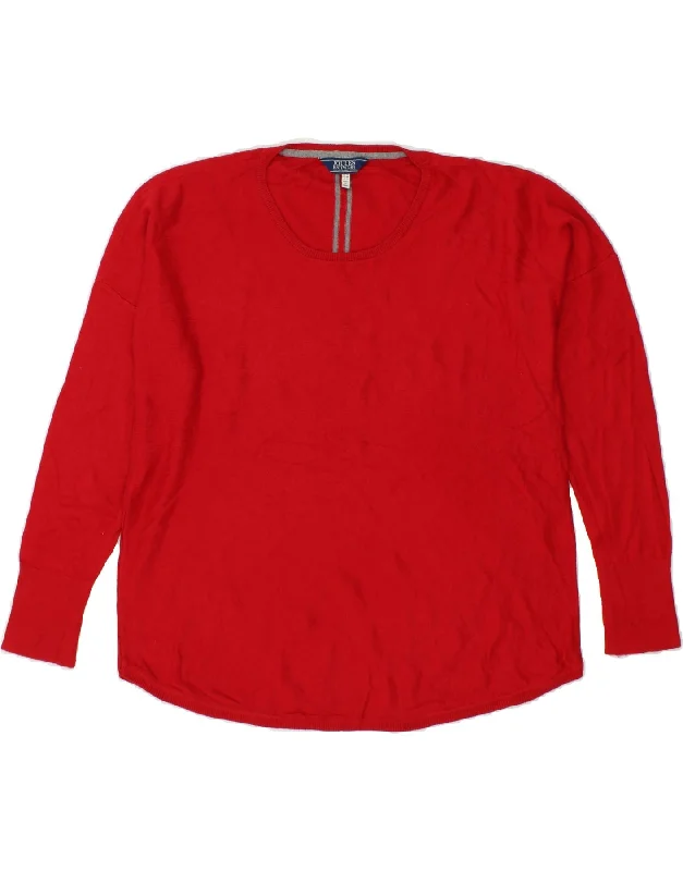 JOULES Womens Boat Neck Jumper Sweater UK 16 Large Red Cotton