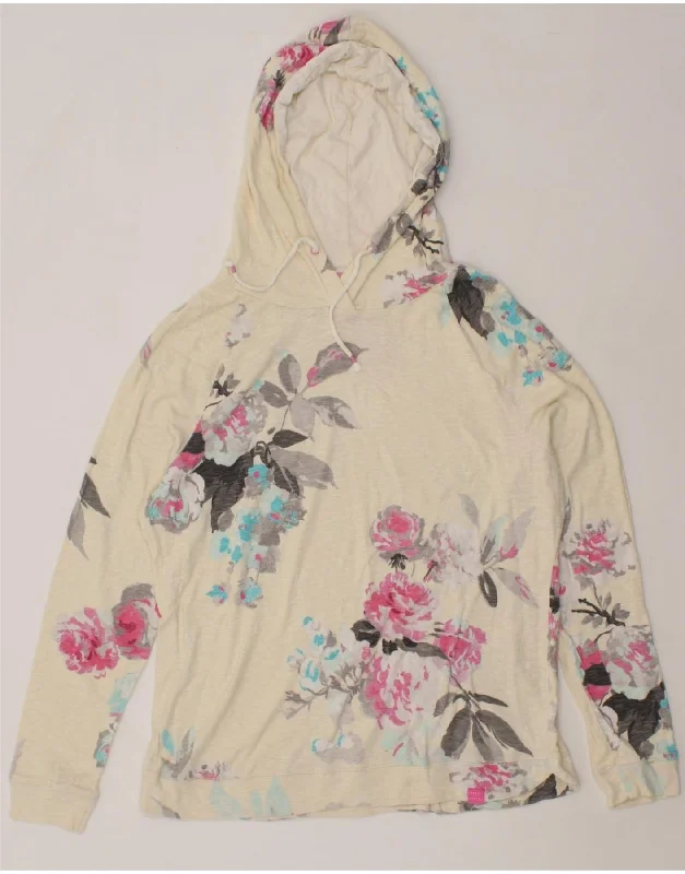 JOULES Womens Hoodie Jumper UK 18 XL Beige Floral Cotton