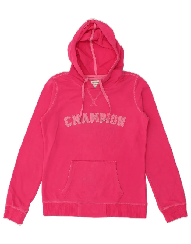 CHAMPION Womens Heritage Fit Graphic Hoodie Jumper UK 12 Medium Pink