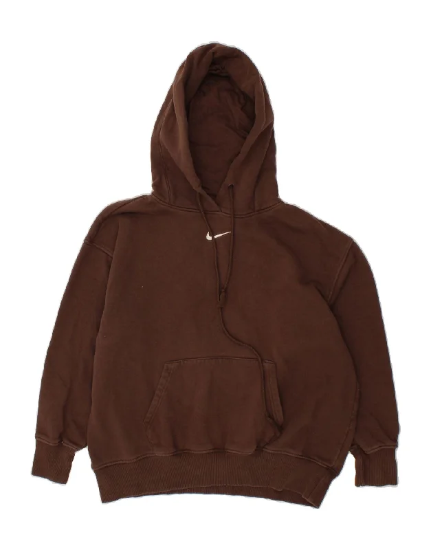 NIKE Womens Oversized Hoodie Jumper UK 10 Small Brown