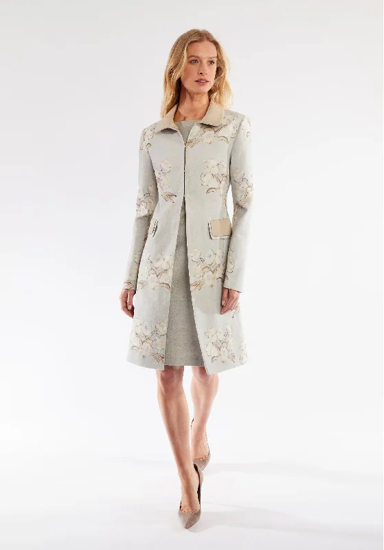 Campbell Coat | Jean Silver Floral Linen