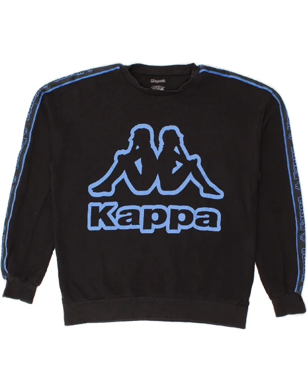 KAPPA Womens Tezenis Graphic Sweatshirt Jumper UK 14 Medium Black