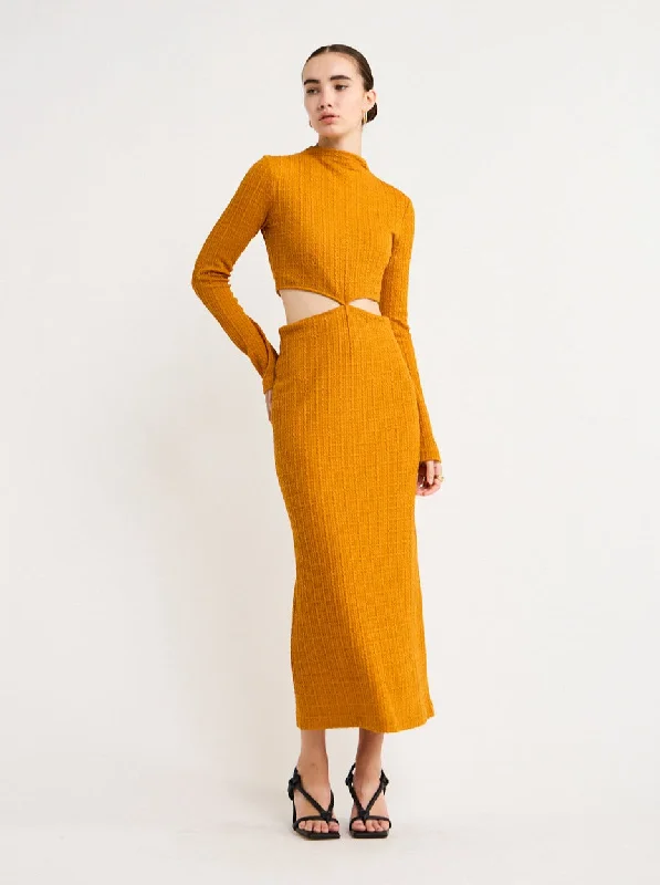 Exclusive Savings Camilla and Marc Nemesia Long Sleeve Dress in Burnt Orange