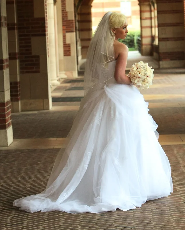 Price Rollback David's Bridal David's Bridal Tulle Ball Gown With Lace-up Back A