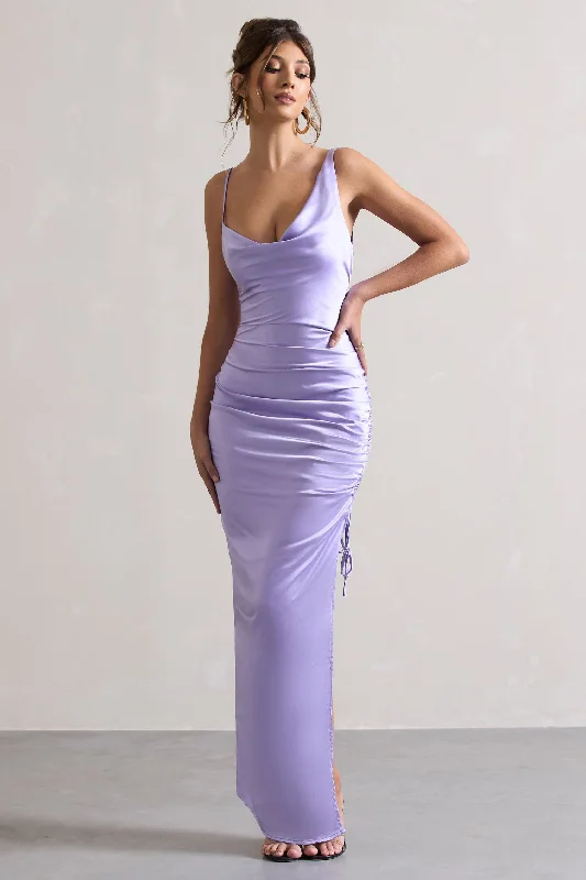 Season Finale Sale Belonging | Lilac Ruched Cowl Maxi Dress