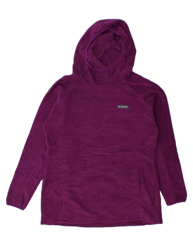 COLUMBIA Womens Hooded Fleece Jumper UK 16 Large Purple Polyester