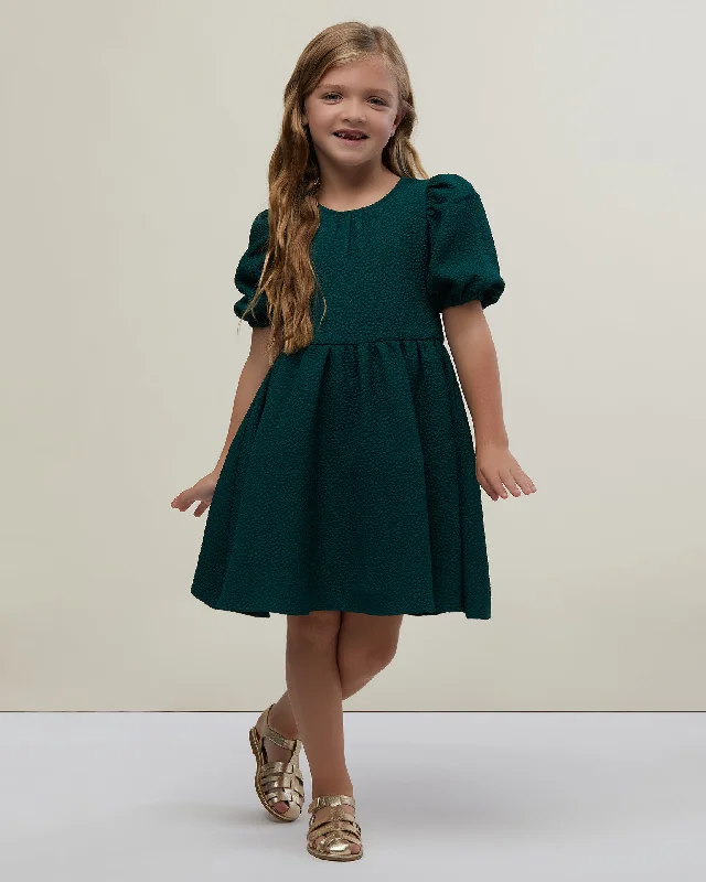 Markdown Madness Jaquard Girl's Puff Sleeve Dress