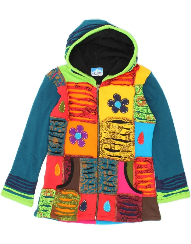 VINTAGE Womens Zip Hoodie Sweater EU 36 Small Multicoloured Patchwork