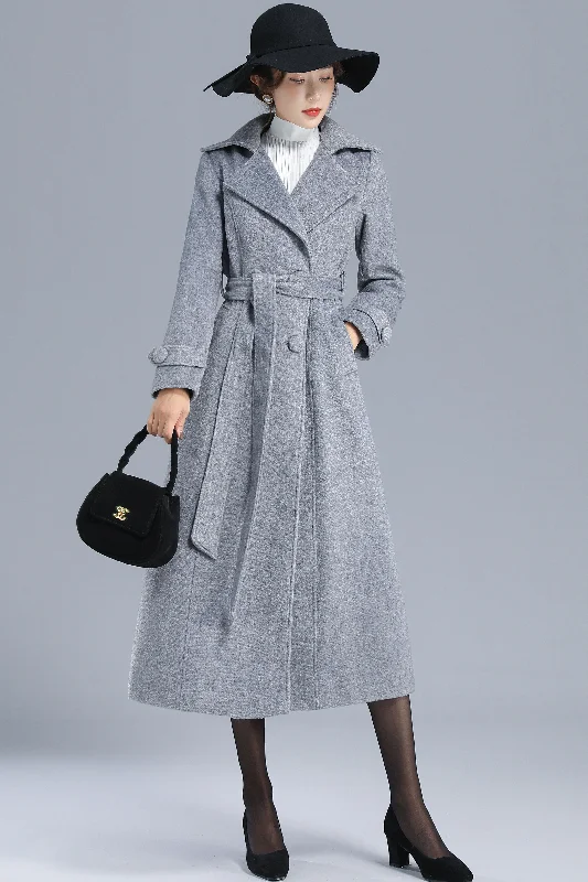 Minimalist Wool Belted Coat Women 3209