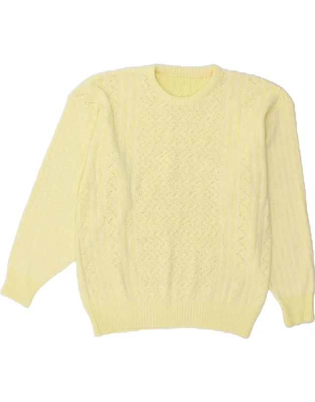 VINTAGE Womens Crew Neck Jumper Sweater UK 18 XL Yellow