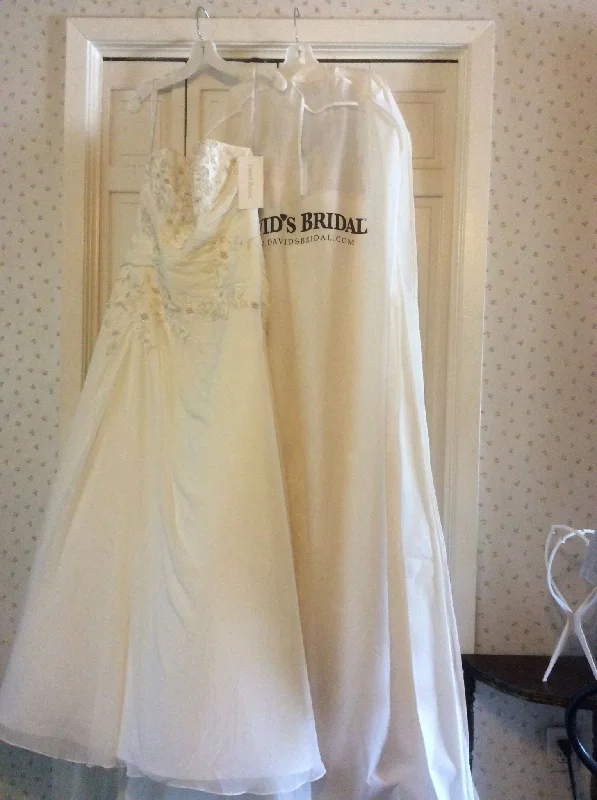 Inventory Reduction David's Bridal Chiffon Over Satin Gown With Side Draped Skirt Wed