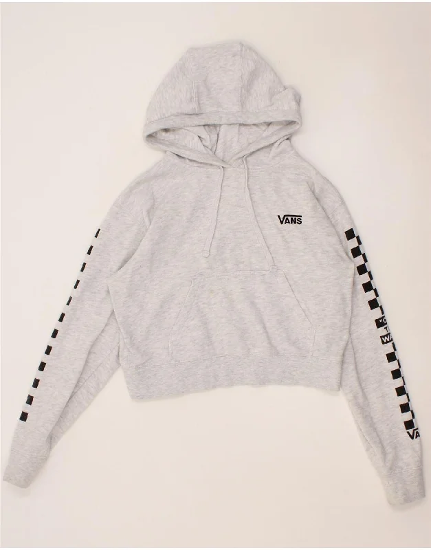 VANS Womens Graphic Crop Hoodie Jumper UK 10 Small Grey